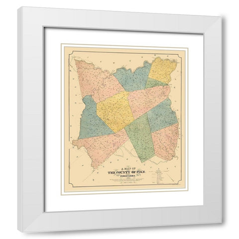 Pike County Pennsylvania - Cross 1856 White Modern Wood Framed Art Print with Double Matting by Cross