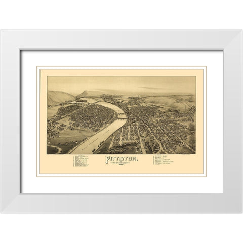 Pittston Pennsylvania - Moyer 1892  White Modern Wood Framed Art Print with Double Matting by Moyer