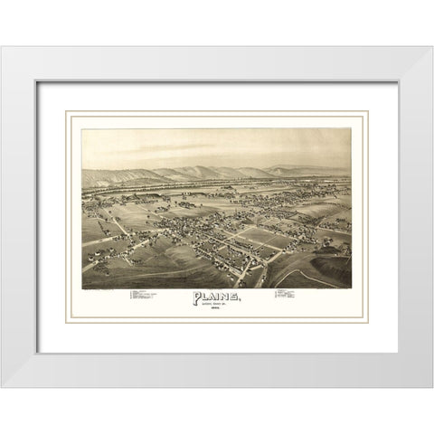 Plains Pennsylvania - Fowler 1892  White Modern Wood Framed Art Print with Double Matting by Fowler