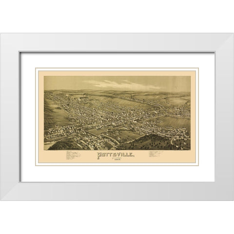 Pottsville Pennsylvania - Fowler 1889  White Modern Wood Framed Art Print with Double Matting by Fowler