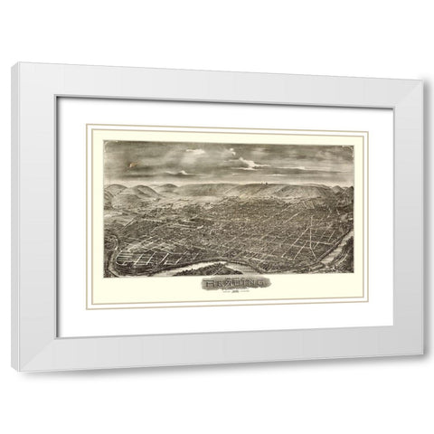 Reading Pennsylvania - Moyer 1898  White Modern Wood Framed Art Print with Double Matting by Moyer