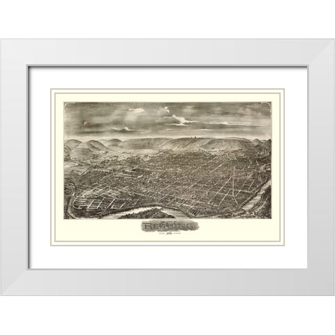Reading Pennsylvania - Moyer 1898  White Modern Wood Framed Art Print with Double Matting by Moyer