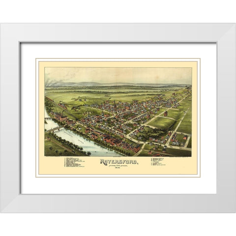 Royersford Pennsylvania - Fowler 1893  White Modern Wood Framed Art Print with Double Matting by Fowler