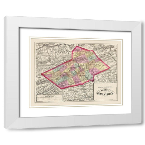 Schuylkill Pennsylvania - Walling 1872 White Modern Wood Framed Art Print with Double Matting by Walling