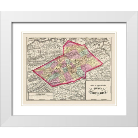 Schuylkill Pennsylvania - Walling 1872 White Modern Wood Framed Art Print with Double Matting by Walling