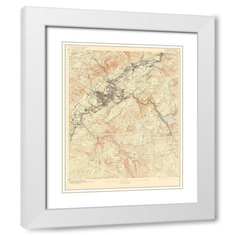 Scranton Pennsylvania Sheet - USGS 1891 White Modern Wood Framed Art Print with Double Matting by USGS