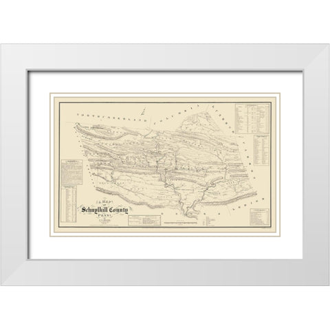 Schuylkill County Pennsylvania - Sheafer 1855 White Modern Wood Framed Art Print with Double Matting by Sheafer