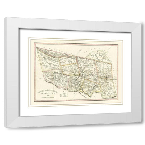 Schuylkill County Pennsylvania - 1830 White Modern Wood Framed Art Print with Double Matting by Unknown