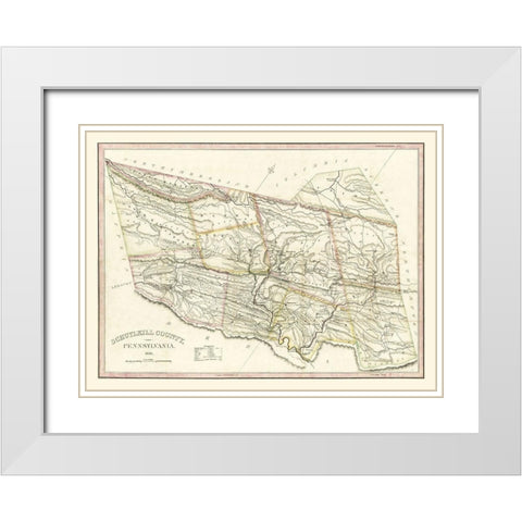 Schuylkill County Pennsylvania - 1830 White Modern Wood Framed Art Print with Double Matting by Unknown