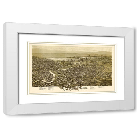 Scranton Pennsylvania - Fowler 1890  White Modern Wood Framed Art Print with Double Matting by Fowler