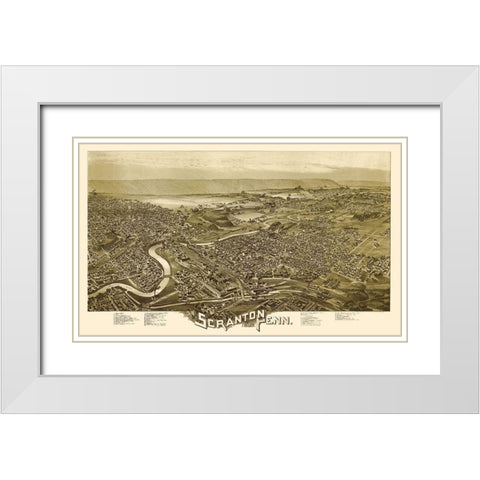 Scranton Pennsylvania - Fowler 1890  White Modern Wood Framed Art Print with Double Matting by Fowler
