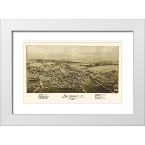 Sellersville Pennsylvania - Fowler 1894  White Modern Wood Framed Art Print with Double Matting by Fowler
