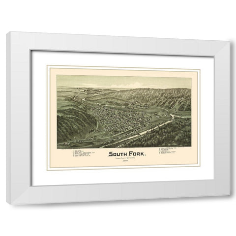 South Fork Pennsylvania - Fowler 1900  White Modern Wood Framed Art Print with Double Matting by Fowler