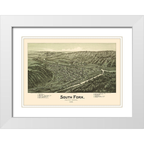 South Fork Pennsylvania - Fowler 1900  White Modern Wood Framed Art Print with Double Matting by Fowler