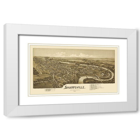 Sharpsville Pennsylvania - Fowler 1901  White Modern Wood Framed Art Print with Double Matting by Fowler