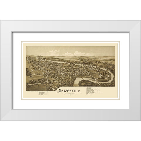 Sharpsville Pennsylvania - Fowler 1901  White Modern Wood Framed Art Print with Double Matting by Fowler