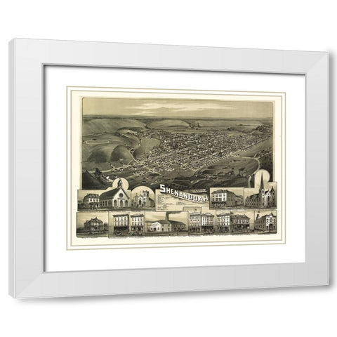 Shenandoah Pennsylvania - Fowler 1889  White Modern Wood Framed Art Print with Double Matting by Fowler