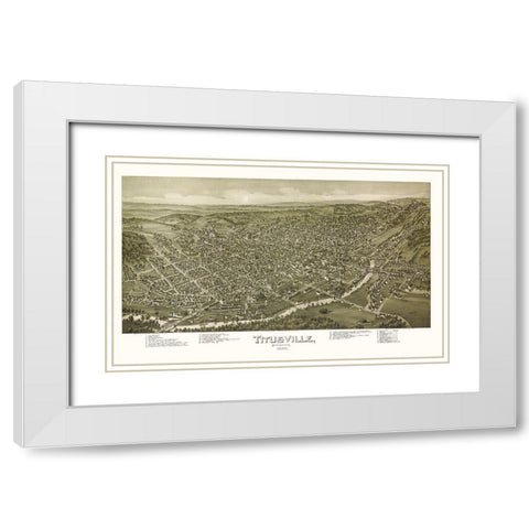 Titusville Pennsylvania - Fowler 1896  White Modern Wood Framed Art Print with Double Matting by Fowler