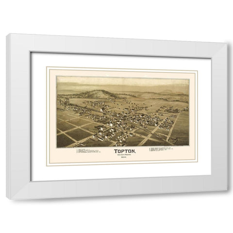 Topton Pennsylvania - Fowler 1893  White Modern Wood Framed Art Print with Double Matting by Fowler