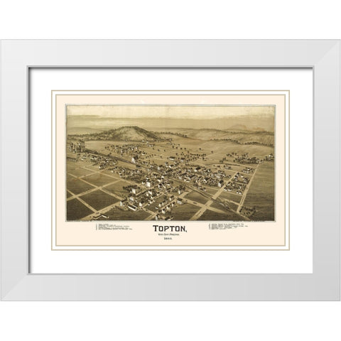 Topton Pennsylvania - Fowler 1893  White Modern Wood Framed Art Print with Double Matting by Fowler