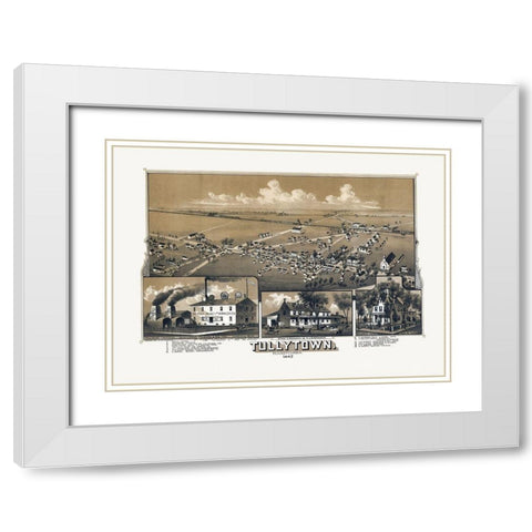 Tullytown Pennsylvania - Fowler 1887  White Modern Wood Framed Art Print with Double Matting by Fowler