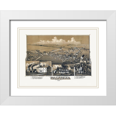 Tullytown Pennsylvania - Fowler 1887  White Modern Wood Framed Art Print with Double Matting by Fowler