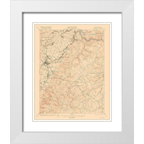 Uniontown Pennsylvania Quad - USGS 1900 White Modern Wood Framed Art Print with Double Matting by USGS