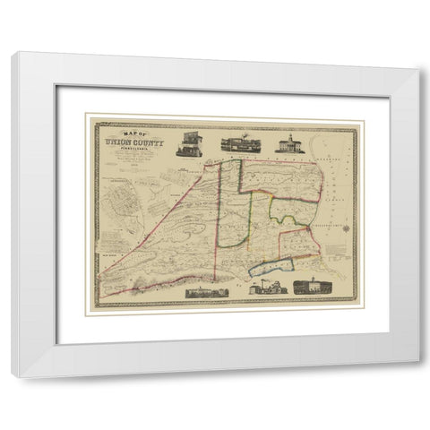 Union County Pennsylvania - Pasehall 1856 White Modern Wood Framed Art Print with Double Matting by Pasehall