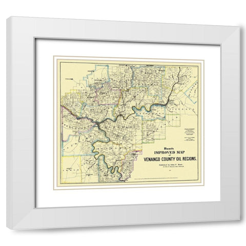 Venango Pennsylvania Landowner - Hunt 1865 White Modern Wood Framed Art Print with Double Matting by Hunt