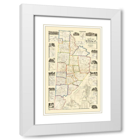 Wayne County Pennsylvania - Converse 1860 White Modern Wood Framed Art Print with Double Matting by Converse