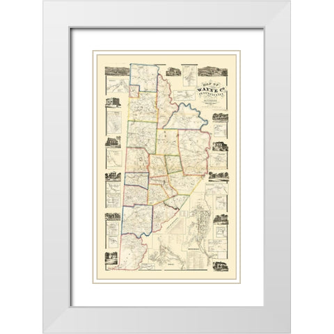 Wayne County Pennsylvania - Converse 1860 White Modern Wood Framed Art Print with Double Matting by Converse