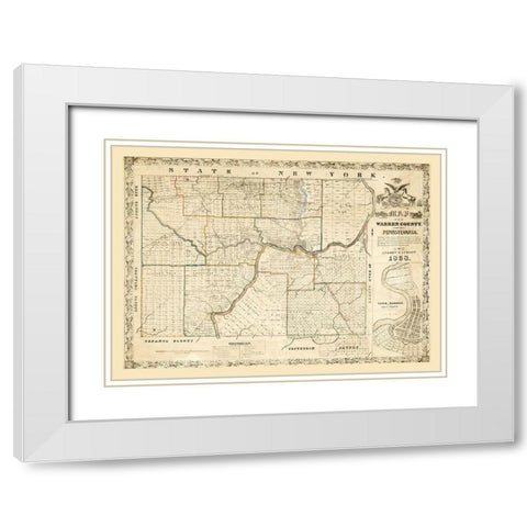 Warren County Pennsylvania - Ludlow 1838 White Modern Wood Framed Art Print with Double Matting by Ludlow