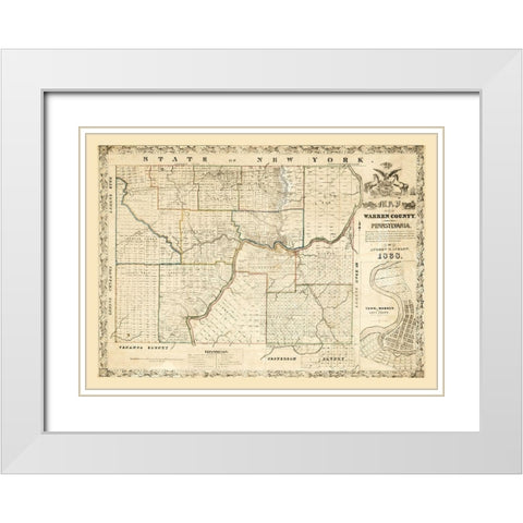 Warren County Pennsylvania - Ludlow 1838 White Modern Wood Framed Art Print with Double Matting by Ludlow