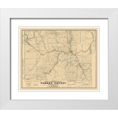 Warren County Pennsylvania - Hunt 1865 White Modern Wood Framed Art Print with Double Matting by Hunt