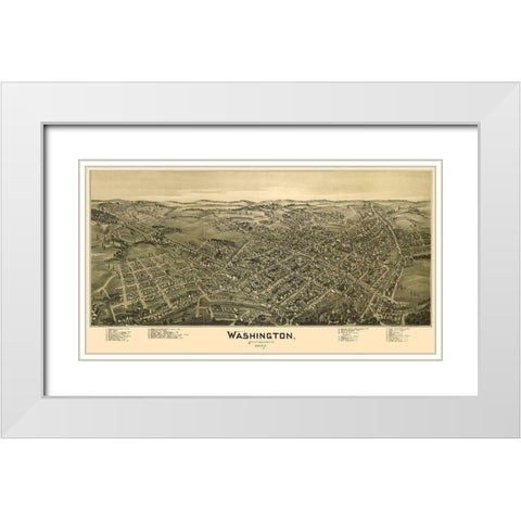 Washington Pennsylvania - Fowler 1897  White Modern Wood Framed Art Print with Double Matting by Fowler
