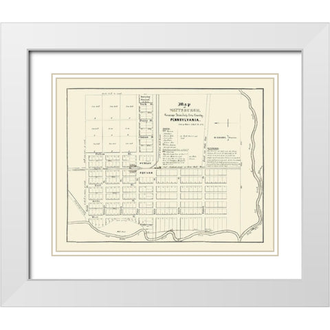Wattsburg Pennsylvania - Baker 1836  White Modern Wood Framed Art Print with Double Matting by Baker