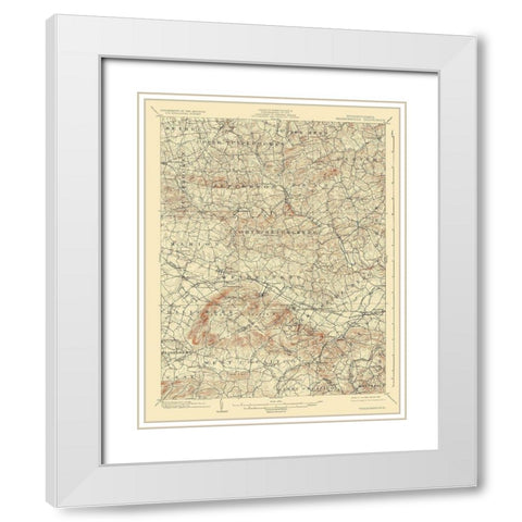 Wernersville Pennsylvania Quad - USGS 1902 White Modern Wood Framed Art Print with Double Matting by USGS