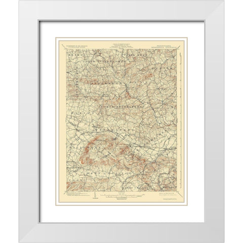 Wernersville Pennsylvania Quad - USGS 1902 White Modern Wood Framed Art Print with Double Matting by USGS