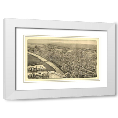 Wilkes Barre Pennsylvania - Moyer 1889  White Modern Wood Framed Art Print with Double Matting by Moyer