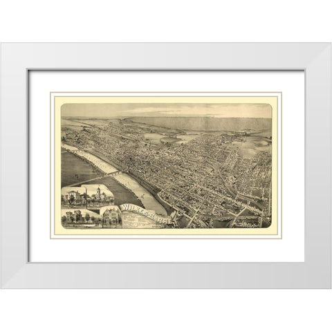 Wilkes Barre Pennsylvania - Moyer 1889  White Modern Wood Framed Art Print with Double Matting by Moyer