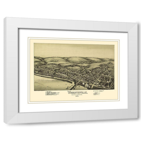 Wrightsville Pennsylvania - Fowler 1894  White Modern Wood Framed Art Print with Double Matting by Fowler