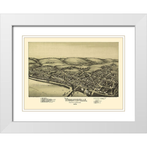 Wrightsville Pennsylvania - Fowler 1894  White Modern Wood Framed Art Print with Double Matting by Fowler