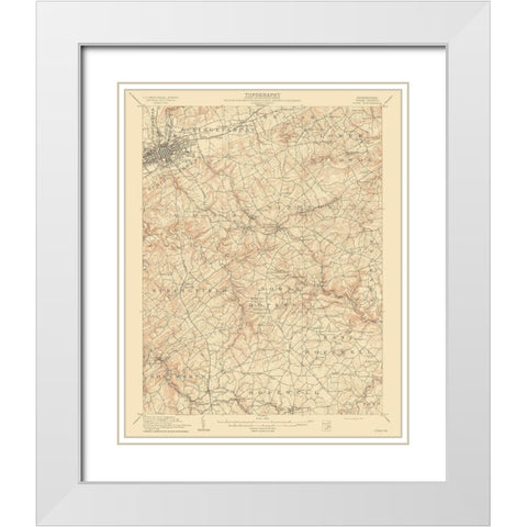 York Pennsylvania Quad - USGS 1910 White Modern Wood Framed Art Print with Double Matting by USGS