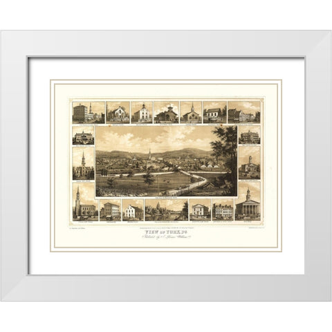 York Pennsylvania - Williams 1852  White Modern Wood Framed Art Print with Double Matting by Williams