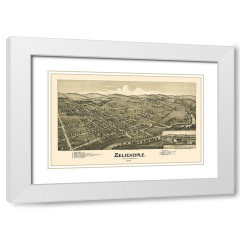 Zelienople Pennsylvania - Fowler 1901  White Modern Wood Framed Art Print with Double Matting by Fowler