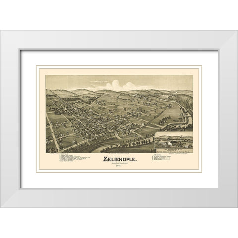 Zelienople Pennsylvania - Fowler 1901  White Modern Wood Framed Art Print with Double Matting by Fowler