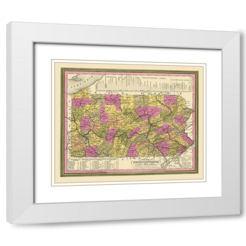 Pennsylvania - Mitchell 1846 White Modern Wood Framed Art Print with Double Matting by Mitchell