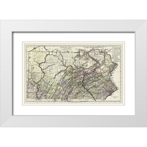 Pennsylvania - Bohn 1797 White Modern Wood Framed Art Print with Double Matting by Bohn