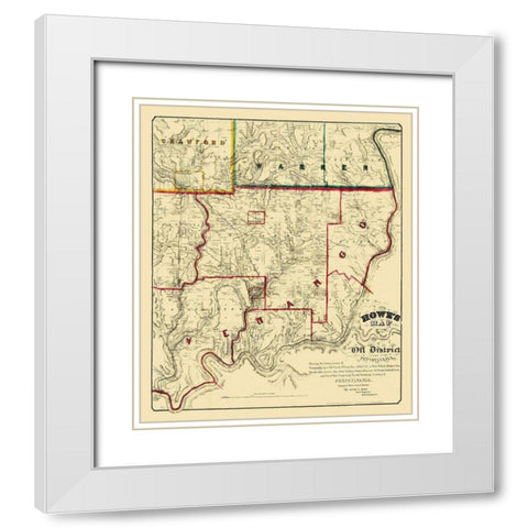 Oil Districts Pennsylvania with Landowners White Modern Wood Framed Art Print with Double Matting by Howe