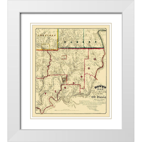 Oil Districts Pennsylvania with Landowners White Modern Wood Framed Art Print with Double Matting by Howe